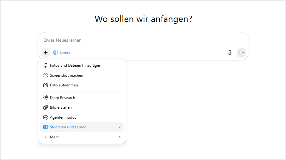 Screenshot Eingabemaske ChatGPT zum Lernen nutzen