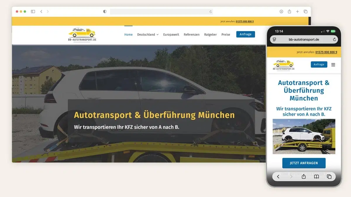 Autotransport Website für mehr Anfragen Autotransport Website für mehr Anfragen