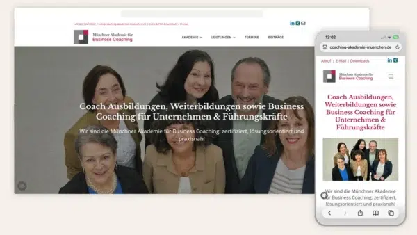 Website für ein Weiterbildungsinstitut – Münchner Akademie für Business Coaching Website für ein Weiterbildungsinstitut - Münchner Akademie für Business Coaching