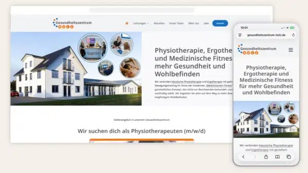 Referenz: Website für das Gesundheitszentrum Holz Referenz: Website für das Gesundheitszentrum Holz