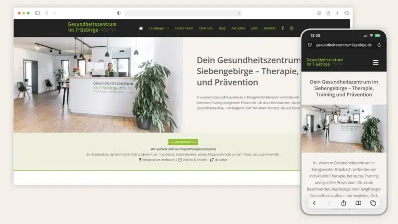 Referenz: Website für das Gesundheitszentrum im 7-Gebirge Referenz: Website für das Gesundheitszentrum im 7-Gebirge