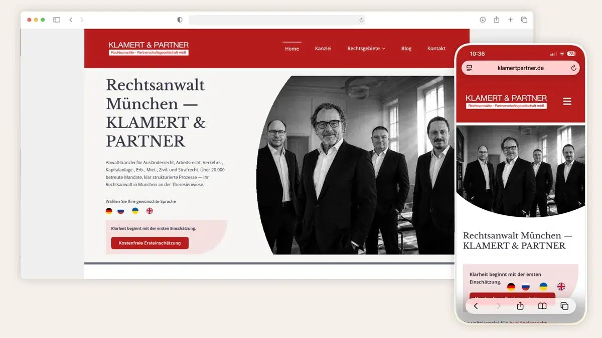Website für Rechtsanwalt München – Klamert & Partner Website für Rechtsanwalt München - Klamert & Partner