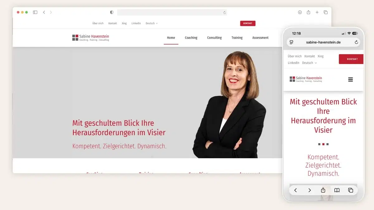 Website für Business Coach sabine Havenstein, München Website für Business Coach sabine Havenstein, München