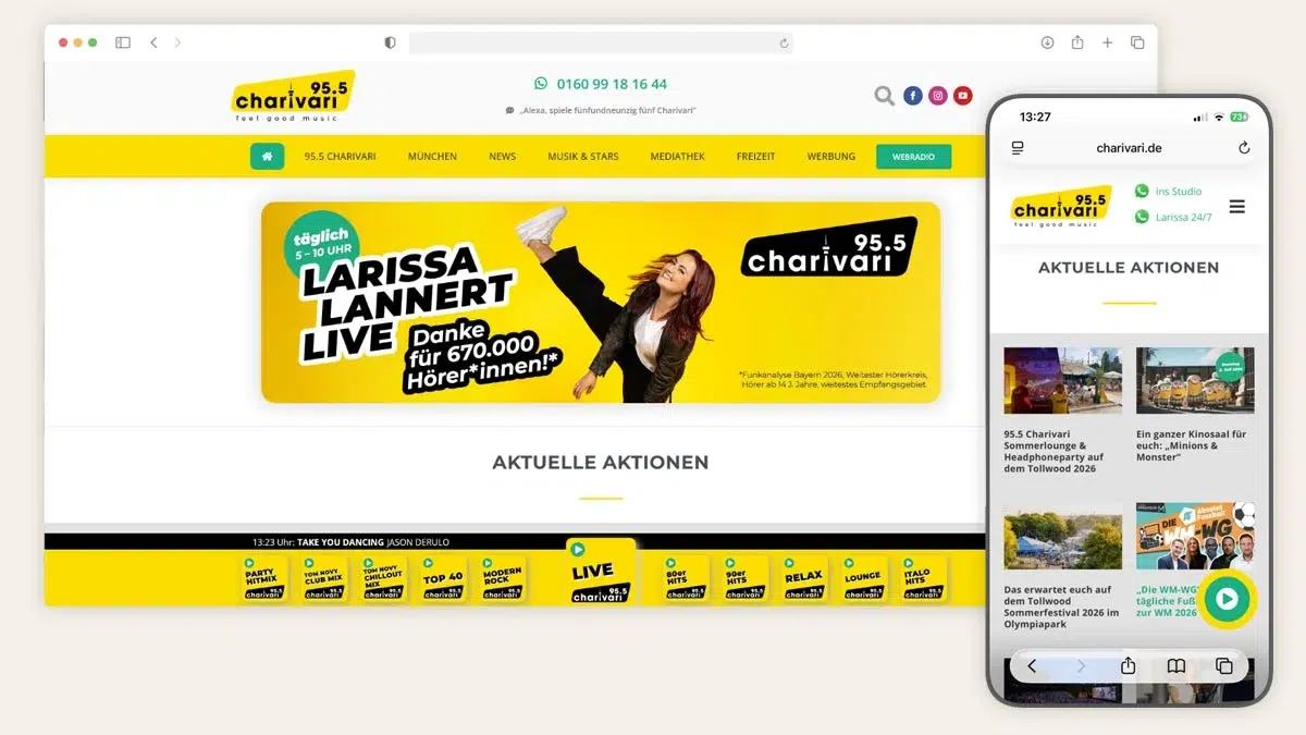 Website Radiosender 95.5 Charivari Website Radiosender 95.5 Charivari